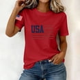 thumbnail image 4 of NTACZA Crew Neck Summer Tops for Women T‑Shirts Short Sleeve Casual Usa American Flag Print Relaxed Fit Festival Graphic Tees Red, 4 of 6