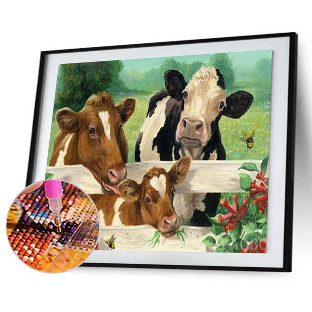 Cuadros Decorativos 5D DIY Diamond Painting Kits Full Square Drill Cows Mosaic Art Picture (ZQF8733) Ehuebsd embutido en tela