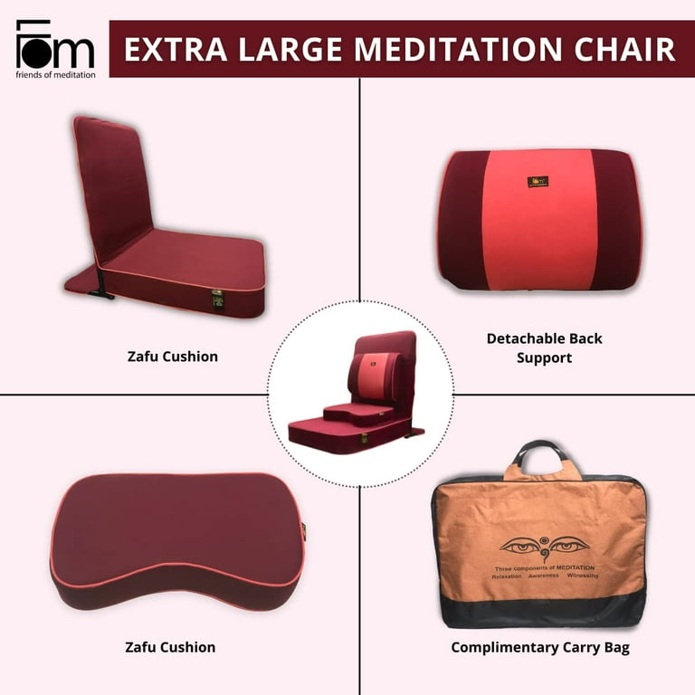 Friends of Meditation Extra Large Meditation and Yoga Chair with Backrest and Block Maroon