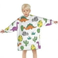 thumbnail image 3 of White Cactus Dino Eggs Dinosaurs Pattern Blanket Hoodies for Kids 6-13YR Oversize Wearable Blanket Hoodies for Boys Girls Teens, 3 of 7