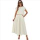 thumbnail image 1 of Conjunto de Falda de Verano para Mujer, 2 Piezas, Top de Corta, Cintura Elástica, Vestido con Bolsillos, Color Cremoso M, 1 of 9