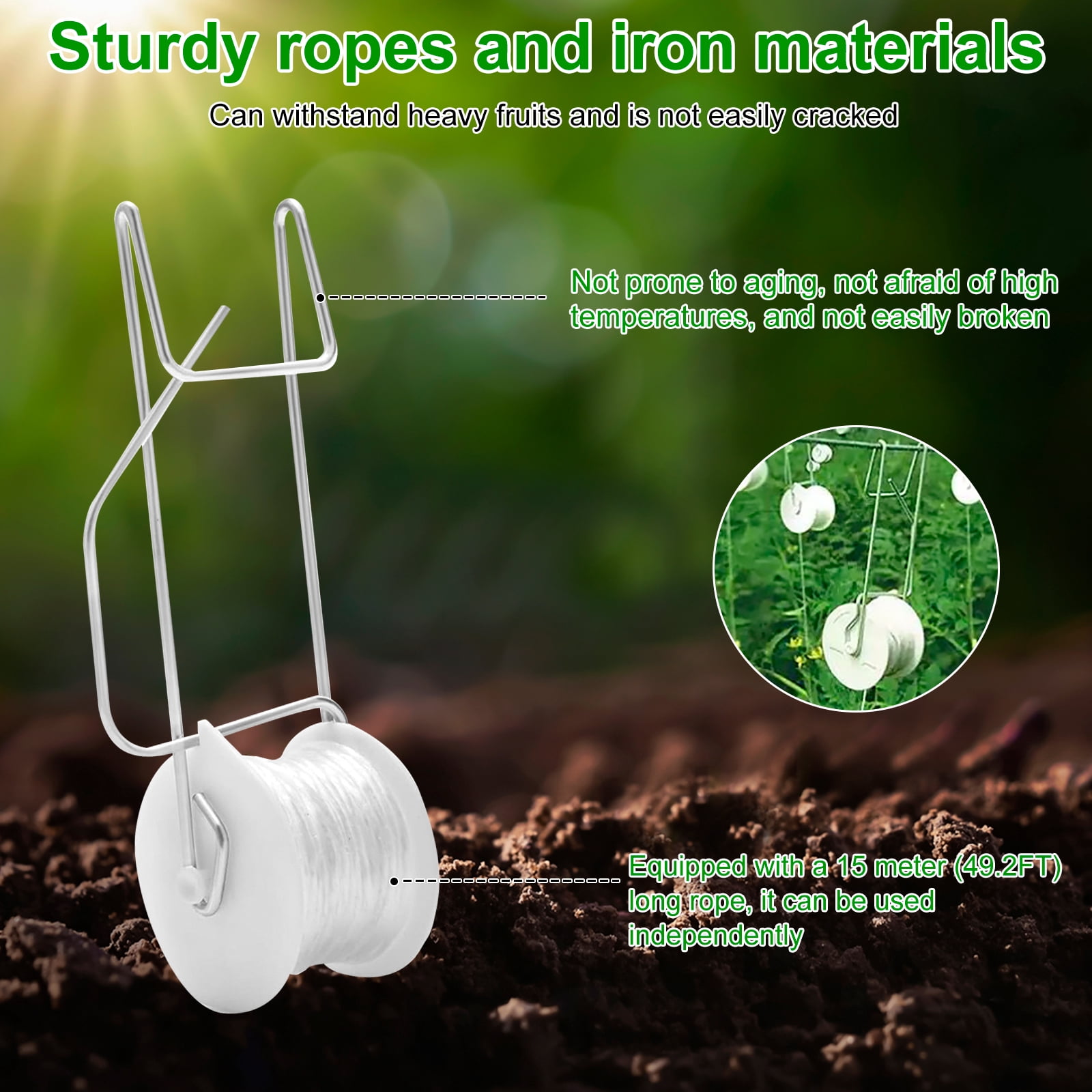 20Pcs Tomato Roller Hook Temperature Resistant Versatile Flower Vine Crop Trellis Kit for Courtyard Balcony Terrace