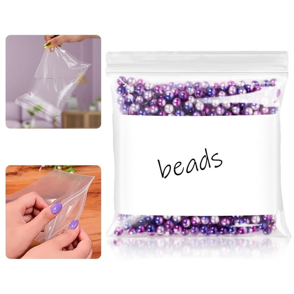 White Block Reclosable Bags, 2 x 2 Inch. Pack of 1000 Zipper Bags for Food Storage with Write-On Block. Waterproof Bags for Small Business, 2 Mil. Clear Bags for Packaging Products