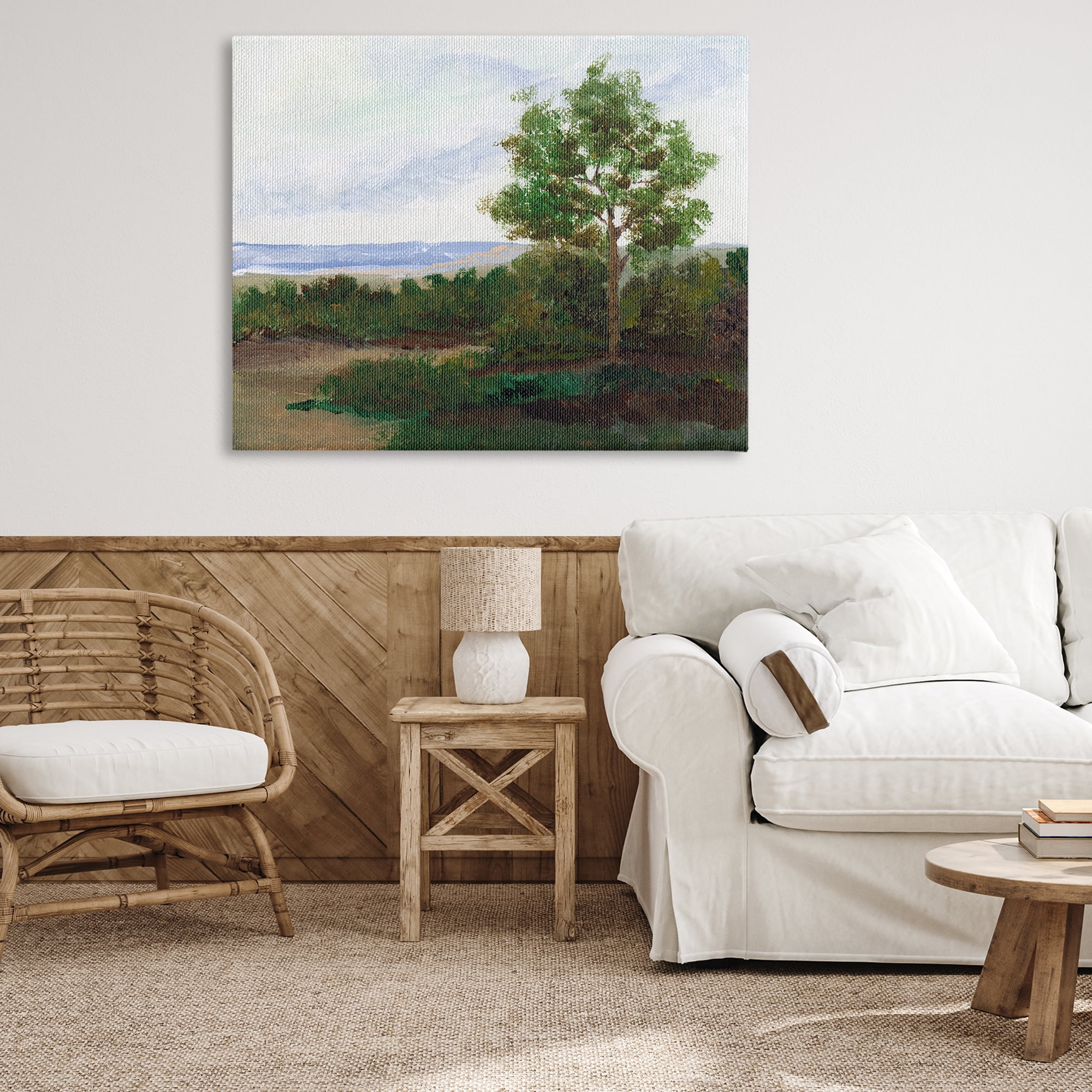 Stupell Industries Summer Evening Landscape Landscape & Nature Painting Wrapped Canvas Art Print Wall Art, 48 x 36