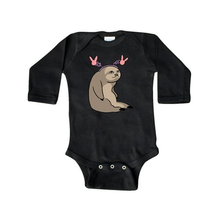 

Inktastic Easter Sloth with Pink Bunny Ears Gift Baby Boy or Baby Girl Long Sleeve Bodysuit