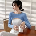 thumbnail image 2 of Haut Tricoté pour Femmes Printemps Chandail Court Col Rond, 2 of 5