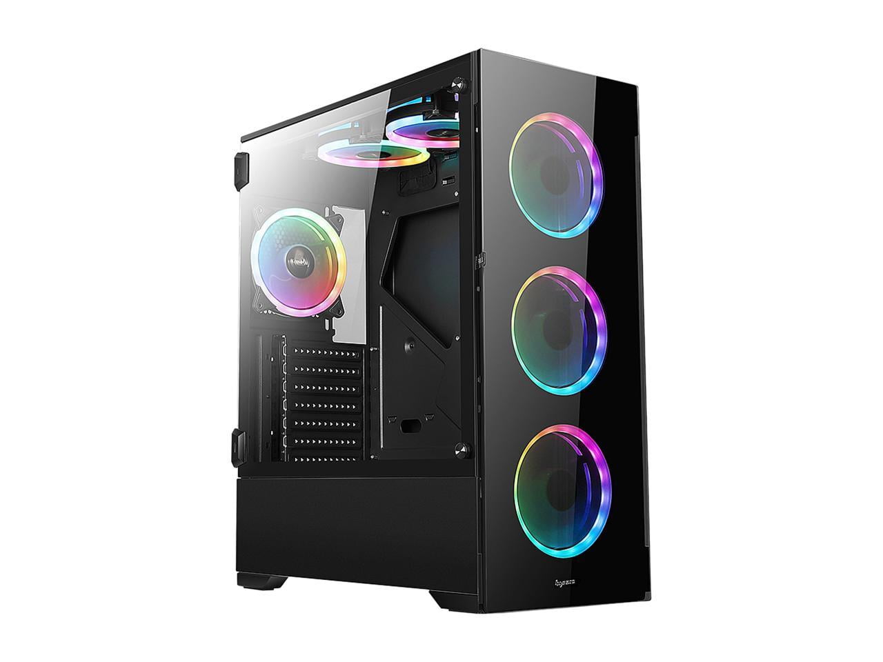 Bgears b-Voguish-RGB (6 RGB Fans Included) Tempered Glass ATX Mid Tower Computer Case with USB 3.0 and Fan controller and Remote controller.