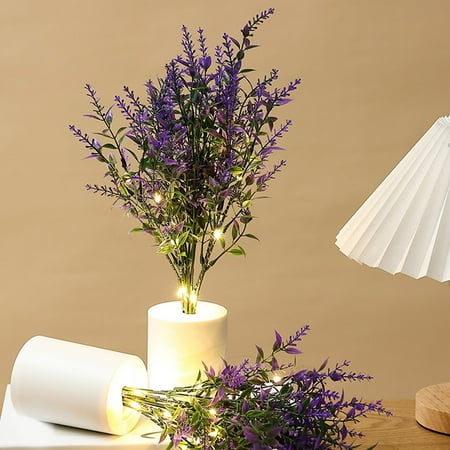 

Gmogad Lavender Night Light Bedroom Bedside Light Simulation Flower Bouquet Night Light Home Decoration Desktop Ornament Multicolour