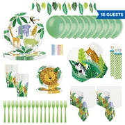 Animal Safari Birthday Party Supplies - Tableware, Decoration and Balloon Kit for 16 Guests