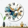 thumbnail image 3 of Designart "Surreal Melodies in Blue and Gold II" Abstract Oversized Wall Clock, 3 of 5