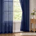 thumbnail image 6 of OVZME Navy Blue Sheer Curtain 2 Panels 96 Inch Length, Rod Pocket Extra Long Voile Window Drapes for High Ceiling Floor to Ceiling, Each 42"Wx96"L, 6 of 9