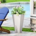 thumbnail image 2 of Fardeen Outdoor Modern Small Cast Stone Planter, White, 2 of 8