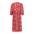 thumbnail image 5 of Blczomt Midi Dresses for Women 2025 Dressy Casual 3/4 Sleeve Red Floral A Line Formal V Neck Trendy Dresses, 5 of 6