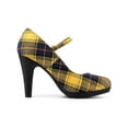 thumbnail image 3 of BLISSFUL STEP Women's Pump Plaid Platform Stiletto Heels Pumps Yellow 8, 3 of 7