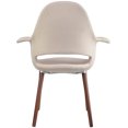 thumbnail image 2 of 2xhome Mid Century Modern Upholstered Fabric Organic Accent Living Room Dining Arm Chair with Natural Wooden Legs, Set of 1, 1 piece, Off White Cream, 2 of 6
