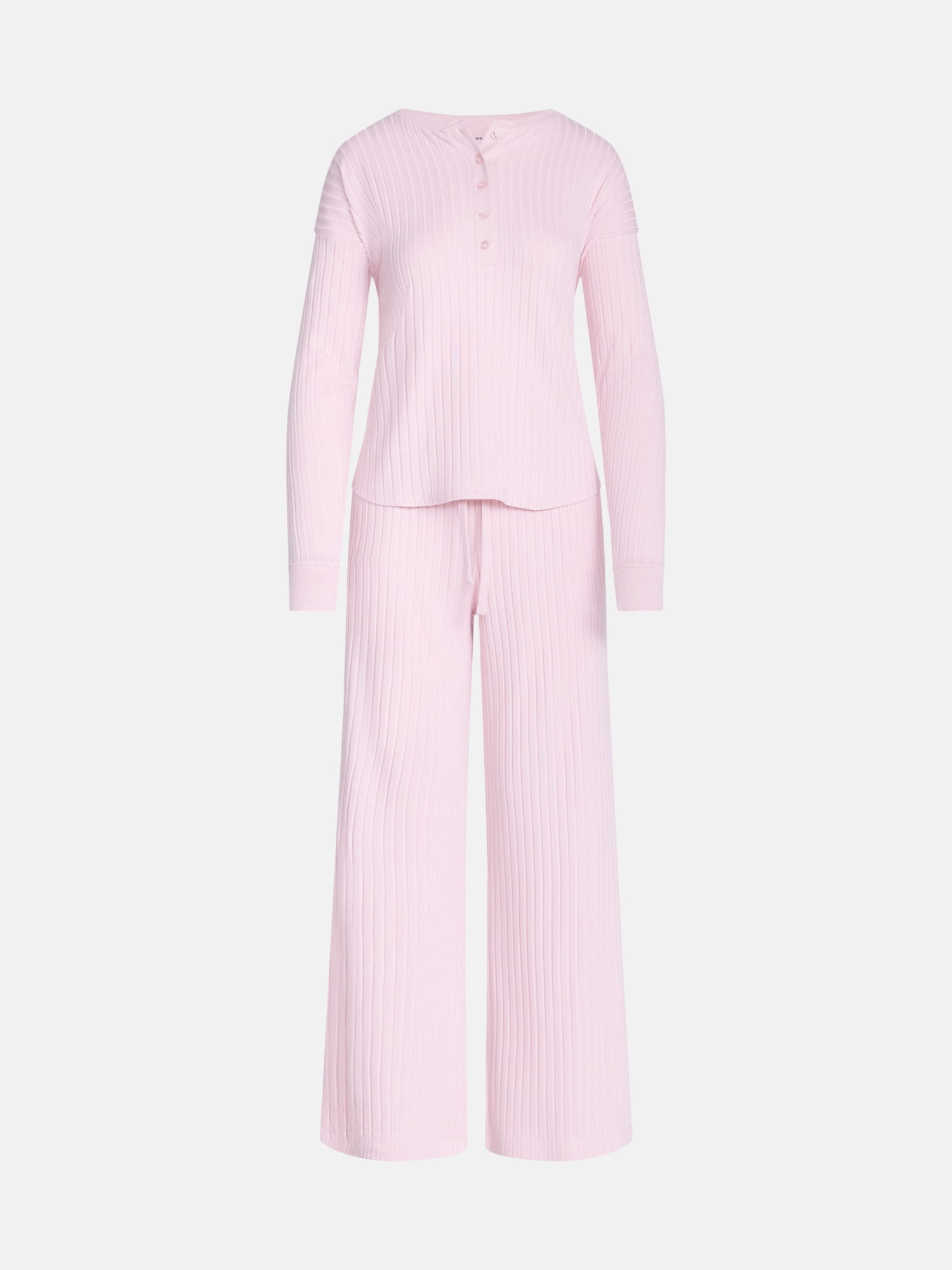 Joyspun Women's Cozy Lounge Collection Hacci Henley Top and Pants, 2-Piece Pajama Set, Sizes XS-3X