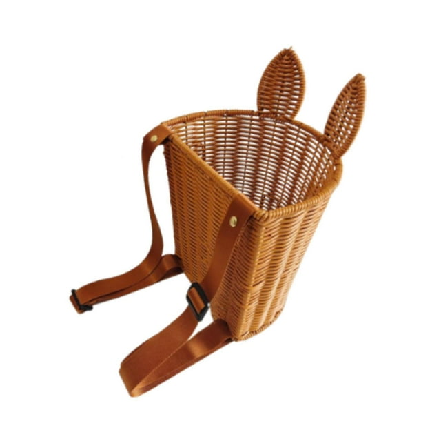 Cesta de mochila de ratán de imitación para granja, camping, pesca, cesta de frutas, regalo para niños conejo