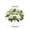 thumbnail image 3 of Giunmcul Commemorative Day Rose Candle Holder Wreath Artificial Flower Ring Table Window Decor Romantic Centerpiece for Wedding Party Home Use 1 Piece 21cm, 3 of 6