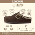 thumbnail image 4 of Cushionaire Haven Genuine Leather Clogs for Women – Faux Fur Lined Slip-On Womens Shoes with Cork Footbed and Adjustable Buckle, 4 of 22