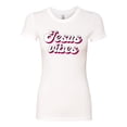 thumbnail image 2 of Wild Bobby, Jesus Vibes Inspirational/Christian Women Slim Fit Junior Tee, White, Large, 2 of 6