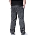 thumbnail image 5 of Mifsaly Plus Size Wide Leg Jeans For Men Elastic Waist Drawstring Denim Pants Loose Fit Lightweight Everyday Work Lounge Trousers With Pockets XXXXL, 5 of 5