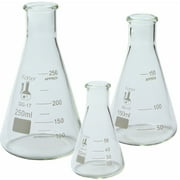 Glass Erlenmeyer Flask Set - 3 Sizes - 50, 150 and 250ml, Karter Scientific 214U2