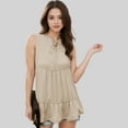 thumbnail image 3 of Women's Sleeveless Babydoll Top with Lace-Up Neckline - Medium, Light Beige, 3 of 5