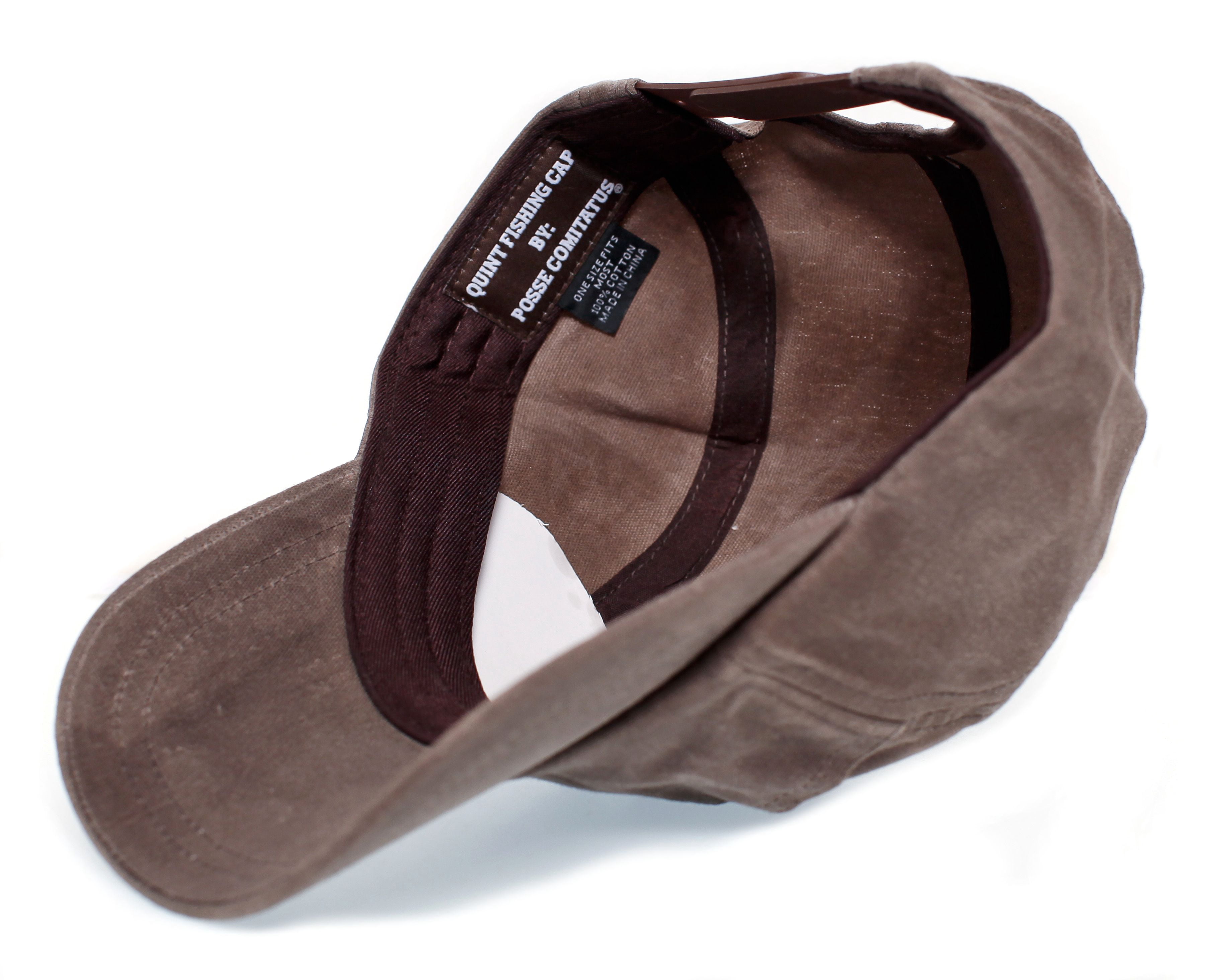Quint Fishing Hat Jaws Cap Canvas 5 Panel Adult Unisex Snap closure Brown