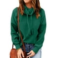thumbnail image 2 of Fiaer,Turtleneck Hoodies for Women,Womens Plus Size Loose Sweatshirts Casual Trendy Warm Drawstring Fall 2025 Long Tops Army Green L, 2 of 6