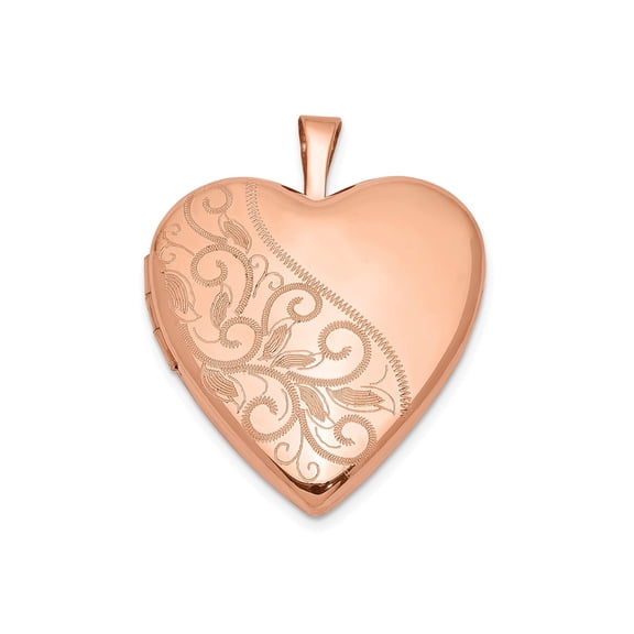 Lockets Sterling Silver Rose Gold-plated 20mm Swirl & Polished Heart Locket