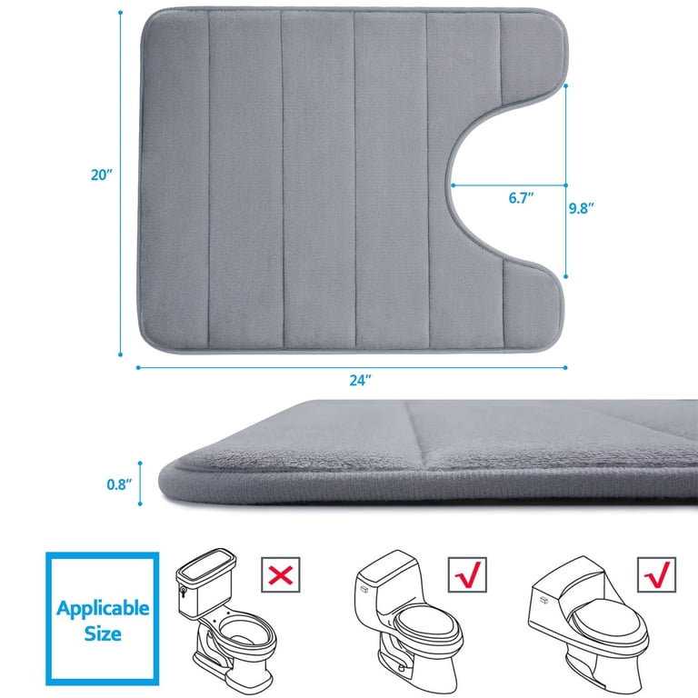 Smiry Memory Foam U-Shaped Contour Toilet Mat, 20" x 24", Grey photo 4