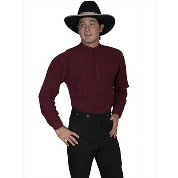 Scully RW217X-BUR-4X-B-T Rangewear 100 Percent Cotton Mens Holliman Shirt - Burgundy, 4X