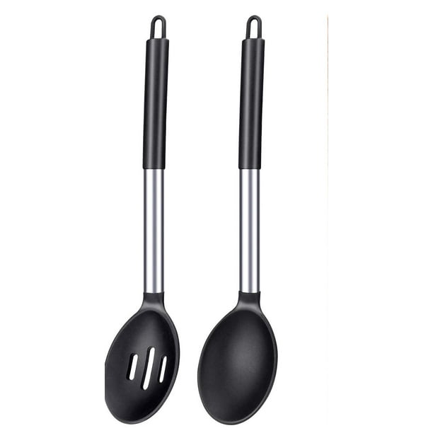 Pack of 2 Large Silicone Cooking Spoon,Non Stick Solid Basting Spoon