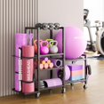 thumbnail image 3 of Estante de almacenamiento para gimnasio en casa SEEAHEAD de 6 niveles con ruedas, 3 of 7