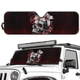 thumbnail image 2 of Yuyamidu Skull Windshield Sunshade Red Flowers Sun Shade Heat Shield Sun Visor Mat Compatible with Jeep Wrangler Rubicon Sahara TJ JK JKU 2 Door & 4 Door, 2 of 7