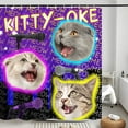 thumbnail image 2 of Funny Cat Shower Curtain for Bathroom, Cute Cats Shower Curtains for Boys, Funky Three Cats Kitty-Oke Art Print, Waterproof Animal Shower Curtains Fabric Bathroom Decor Set with Hooks, 2 of 4