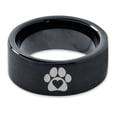thumbnail image 2 of Tungsten Animal Paw Print Heart Band Ring 9mm Men Women Comfort Fit Black Flat Cut Brushed Polished, 2 of 4