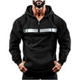 thumbnail image 5 of Men's Hoodies Casual Pullover Hooded Sweatshirt Long Sleeve Quarter Zip Hoody Tops With Kangaroo Pocket Black XXL, 5 of 6