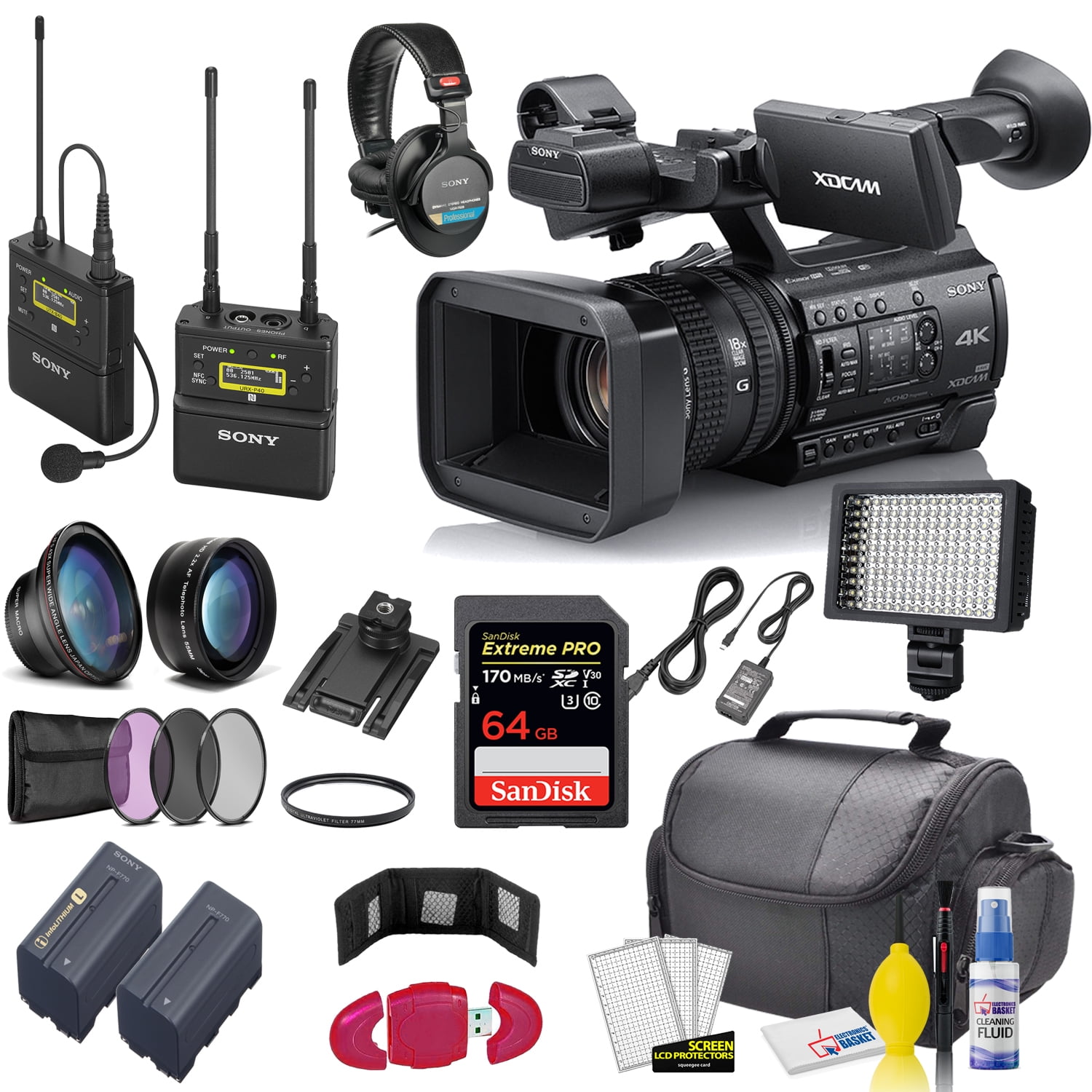 PXW-Z150 4K XDCAM Camcorder (PXW-Z150) With Sony Mic, Sandisk 64GB Extreme Card, Extra Battery, UV Filter, LED Light, Case, Telephoto Lens, and More . Advanced Bundle - Walmart.com
