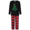 thumbnail image 2 of Pijamas navideños familiares a juego, camiseta de manga larga con estampado de árbol y pantalones a cuadros. Ropa de dormir para estar en casa., 2 of 9