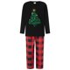 thumbnail image 2 of Pijamas navideños familiares a juego, camiseta de manga larga con estampado de árbol y pantalones a cuadros. Ropa de dormir para estar en casa., 2 of 9
