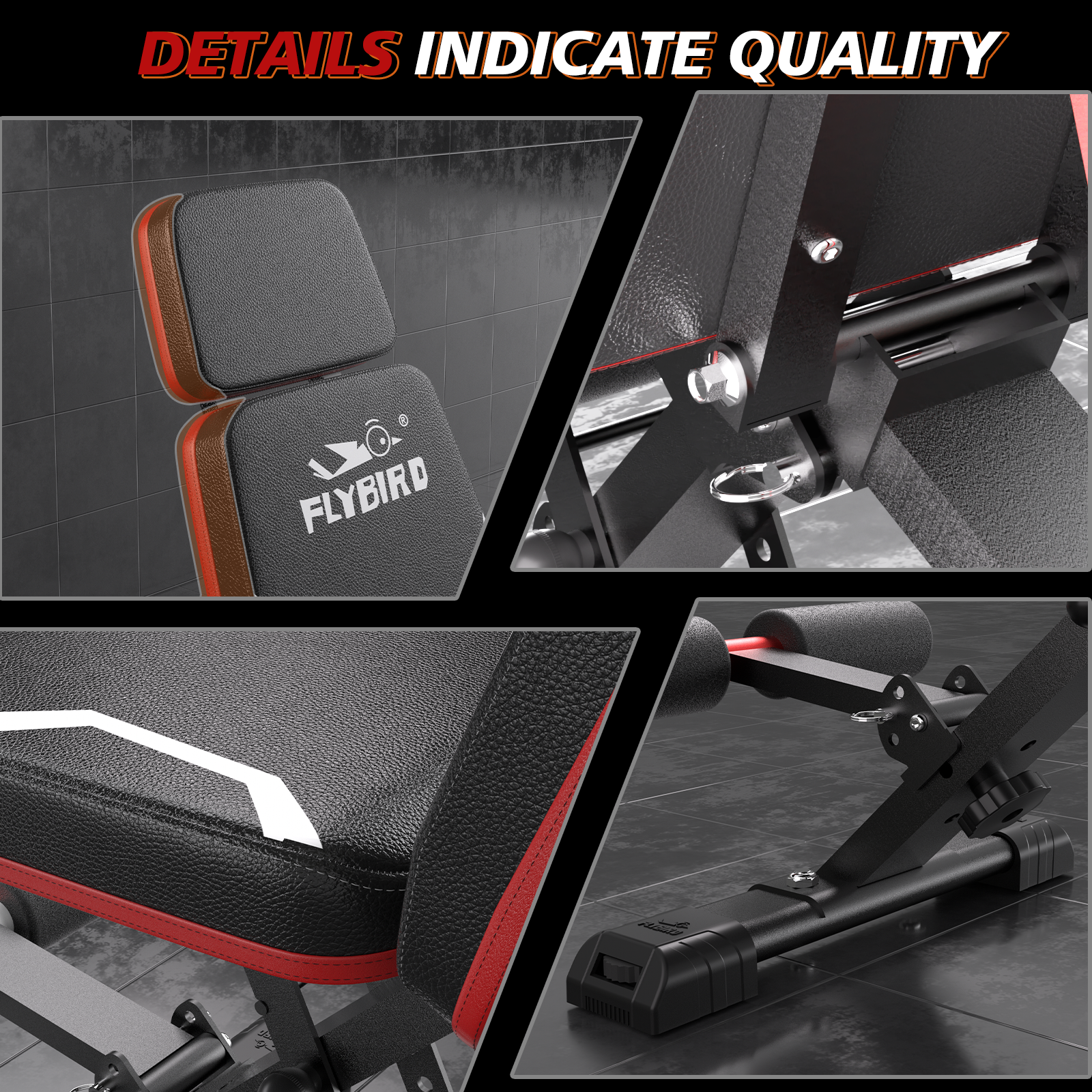 FLYBIRD Adjustable Weight Bench with Headrest photo 6