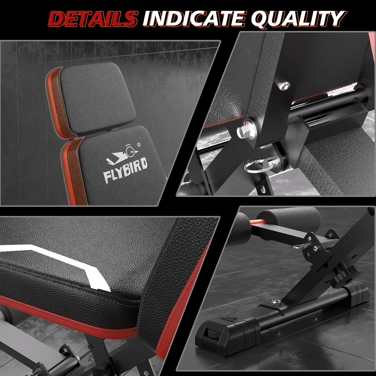 FLYBIRD Adjustable Workout Bench with Headrest, 750LBS Capacity FLYBIRD Adjustable Workout Bench with Headrest, 750LBS Capacity