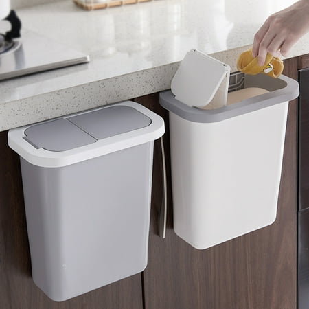 Cabinet Door Hanging Trash Can With Lid Garbage Bin Waste Storage
