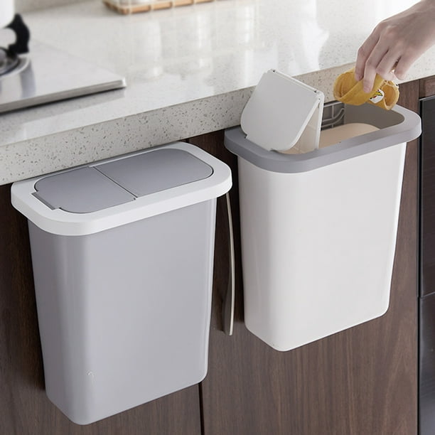 Hanging Trash Can With Lid For Kitchen, Trash Can For Kitchen Cabinet Door Wastebasket