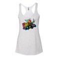 thumbnail image 2 of Wild Bobby, Colorful Rainbow Moose Head Wildlife Animal Lover Tri-Blend Racerback Tank Top, Heather White, X-Large, 2 of 3