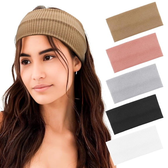 5 Pack Headbands for Women Non Slip Wide Fashion Head Bands Soft Elastic Hairbands Workout Yoga Head Wrap Thick Headbands Hair Accessories
