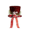 thumbnail image 2 of Cinvoph Christmas Hat Tree Topper, Glittered Sequin Tree Topper Hat with Bows Ornament, Top Hat Xmas Tree Topper for Home Office Holiday Tree Decor 7.5" Red A, 2 of 6