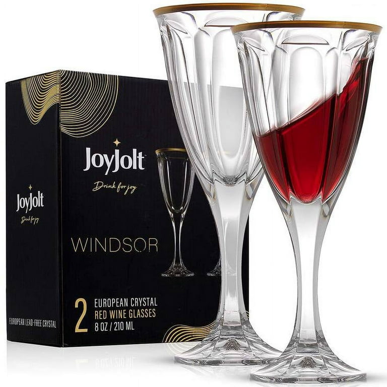 JoyJolt Set of (2) 8.7-oz Windsor Crystal Highball Glasses ,Clear