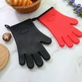 thumbnail image 4 of Kaireo Baking Gloves Black,Kitchen Silicone Five Finger Baking Plus Cotton Thickened Non Slip Microwave Oven Mitts,Include:A Pair of Heat-Resistant and Non-Slip Gloves, 4 of 4